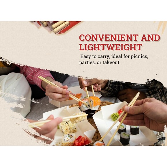 Premium Disposable Bamboo Chopsticks – 9" Round, Individually Wrapped 100 Pairs - Picture 12 of 16